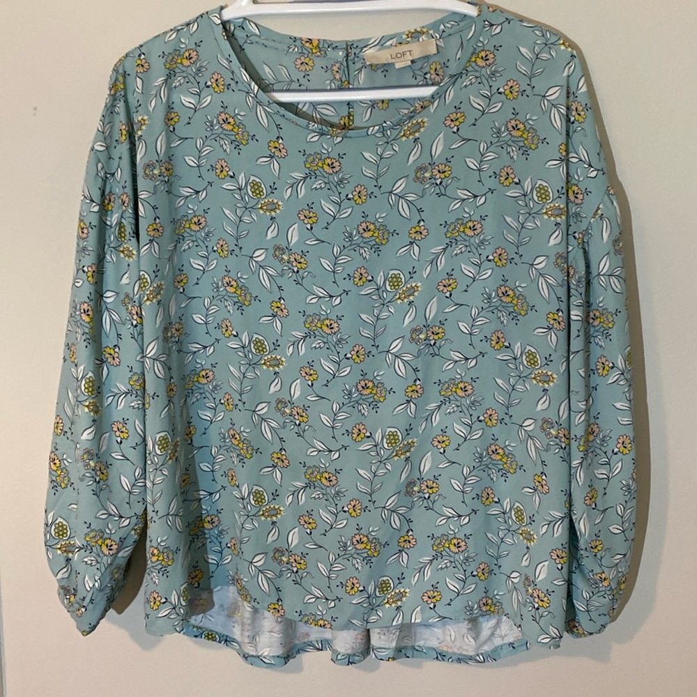 LOFT Mixed Media Floral Blouse